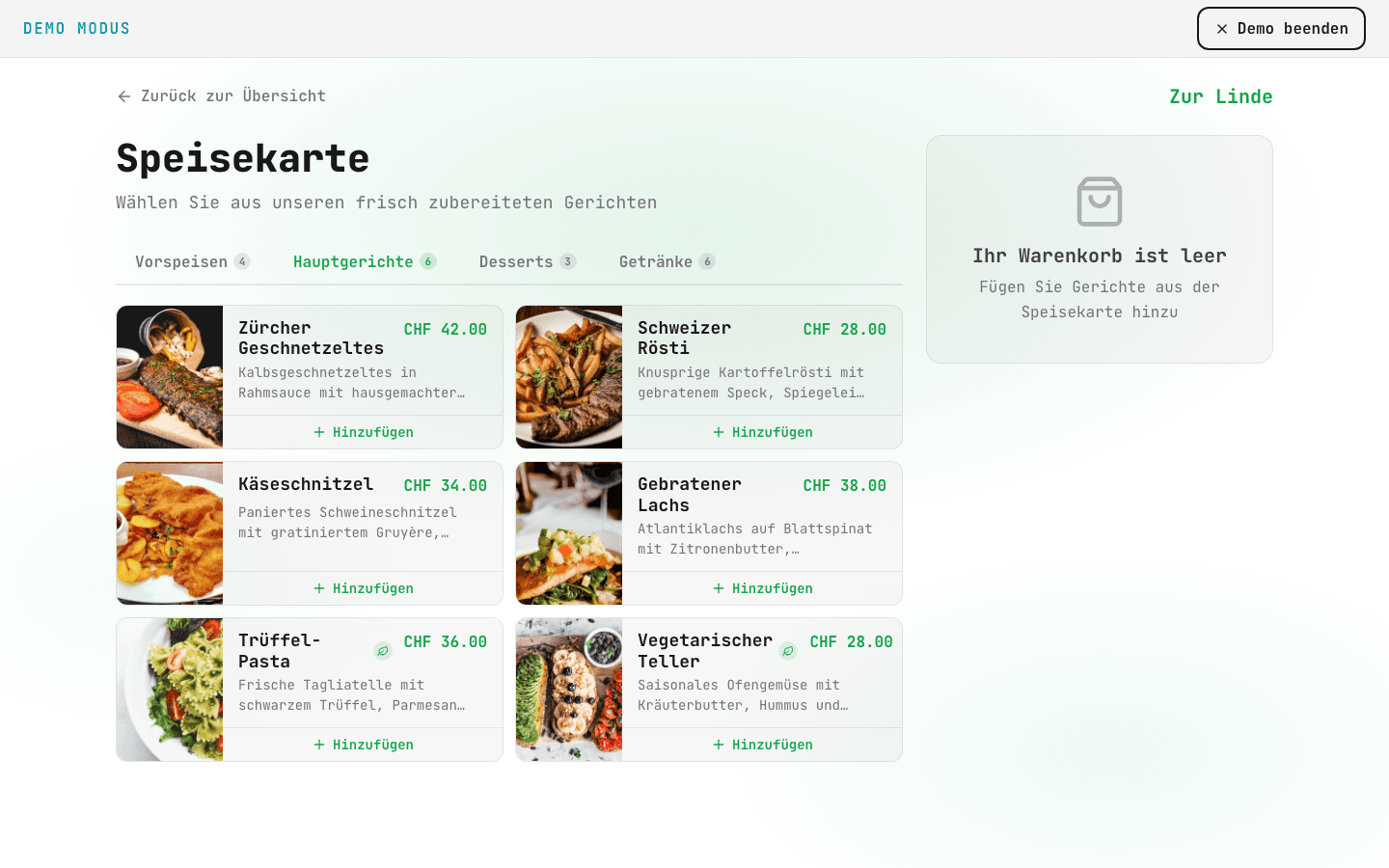 Vorschau der Restaurantdemo